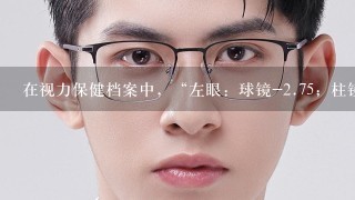 在视力保健档案中，“左眼：球镜-<br/>2、75；柱镜-<br/>1、25，